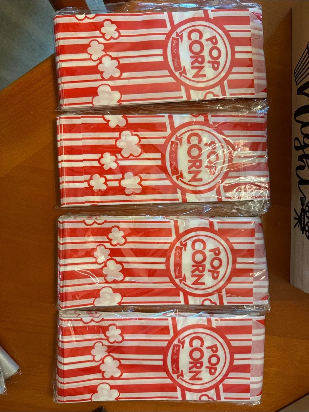 Red White Popcorn Bags- Classic Striped Movie Night Party tray new unopened